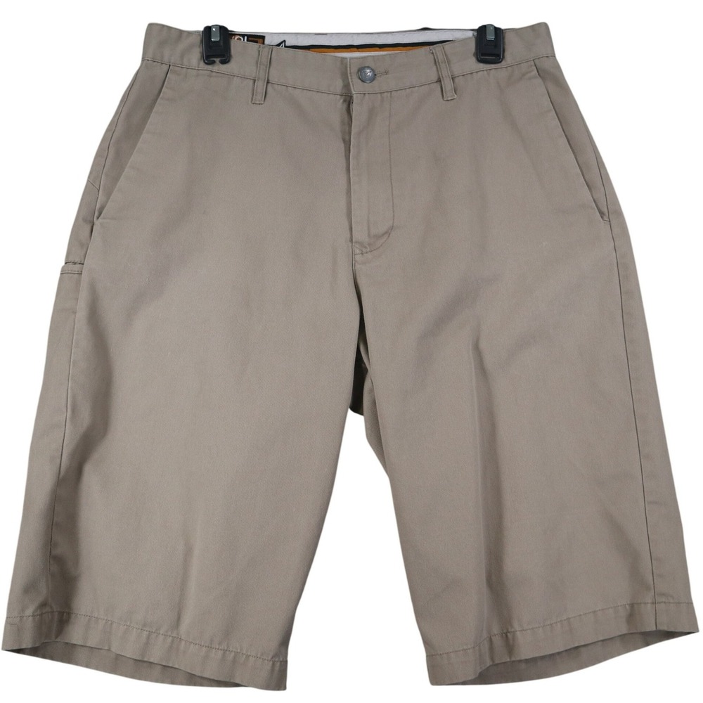 Volcom Friggin Chino Shorts Mens 32 Khaki Tan Cotton Blend Skate Casual Summer